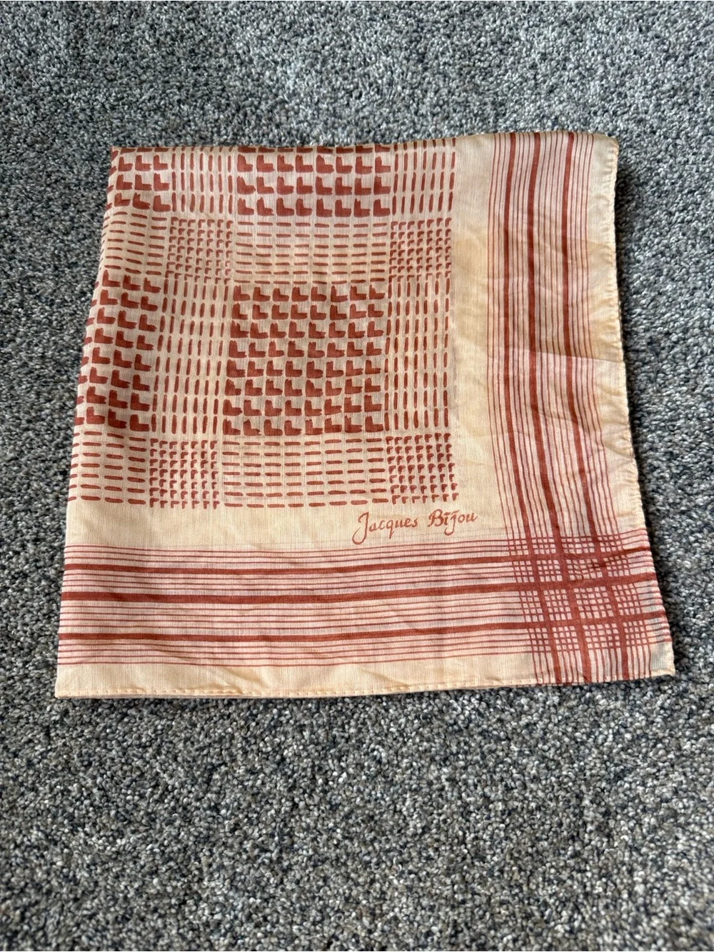 Vintage Jacques Bijou Scarf – Geometric Abstract Print